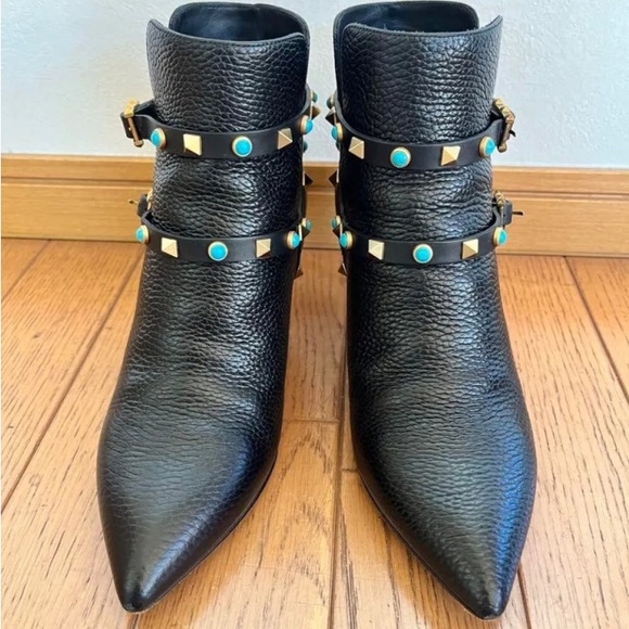 Valentino rockstud turquoise black bootie boot size 38 - Picture 7 of 15